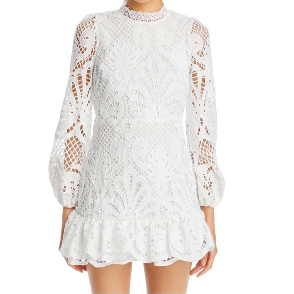 NWT Layered with Love white lace mini dress lined bridal medium m